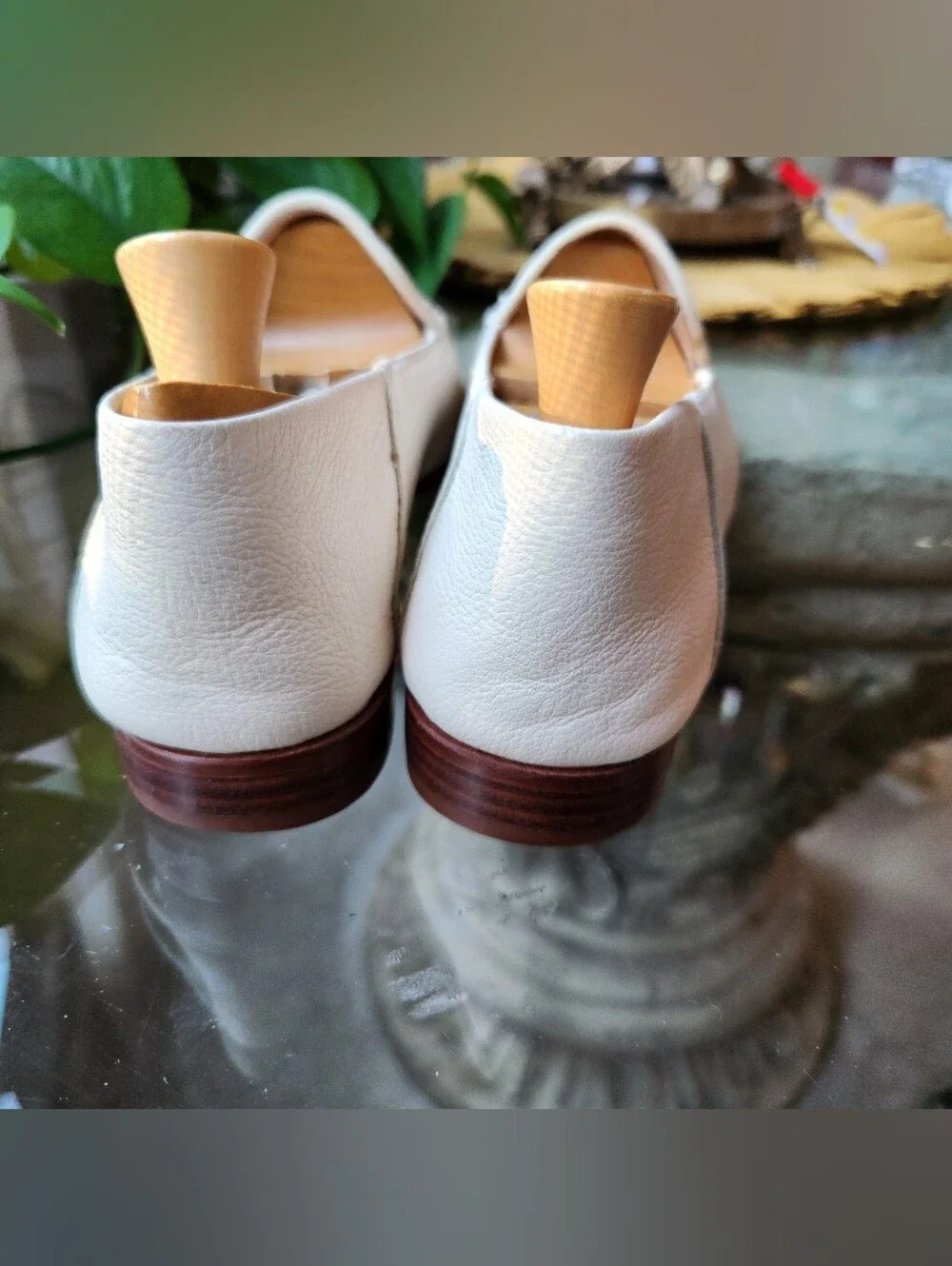 Antonio Melani Fedella Ivory Cream Leather Venetian Slip On Loafers Shoes 6.5